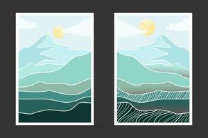 Abstract mountain painting, Abstract background, Premium Vector