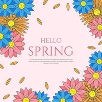 Hand drawn hello spring banner. - Vector. vector