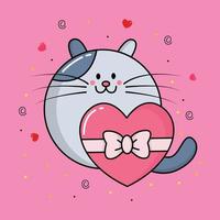 cute cat character valentine design vector