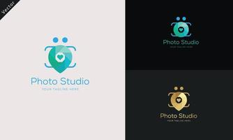 vector de diseño de logotipo de lente de cámara de fotografía vector gratis