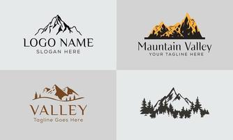 Set of vector mountain and outdoor adventures logo designs, vintage style
