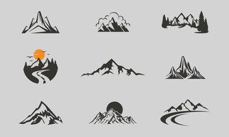 conjunto de diseños de logotipos vectoriales de montaña y aventuras al aire libre, estilo antiguo vector