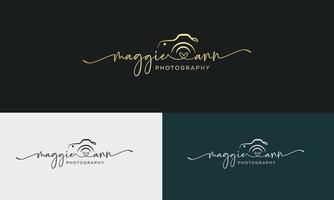 Handwriting Photography logo template vector. signature logo concept