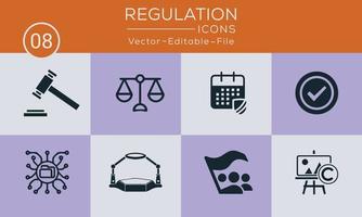 Regulation simple concept icons set. Contains such icons compliance, guideline, rule, law and more, can be used for web and apps. vector