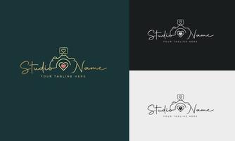 Studio Photography logo template vector. signature logo concept vector