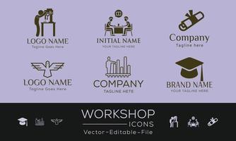 conjunto de iconos de concepto simple de taller. contiene íconos como reunión, empresa, negocios, capacitación y más, se pueden usar para web y aplicaciones. vector