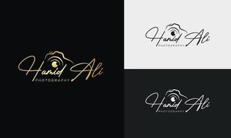 Handwriting Photography logo template vector. signature logo concept vector