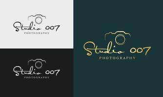 Studio Photography logo template vector. signature logo concept
