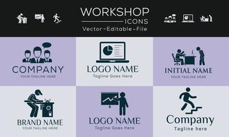 conjunto de iconos de concepto simple de taller. contiene íconos como reunión, empresa, negocios, capacitación y más, se pueden usar para web y aplicaciones. vector