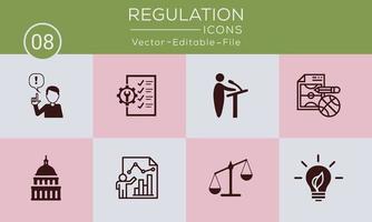 Regulation simple concept icons set. Contains such icons compliance, guideline, rule, law and more, can be used for web and apps. vector