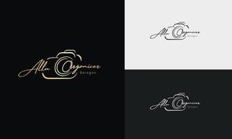Handwriting Photography logo template vector. signature logo concept