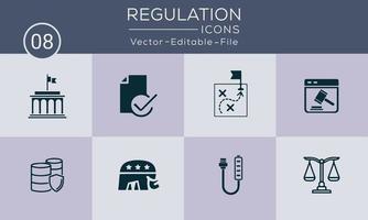 Regulation simple concept icons set. Contains such icons compliance, guideline, rule, law and more, can be used for web and apps. vector