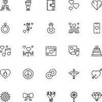 Valentines day icons in line style for any purposes. Perfect for website mobile app presentation vector
