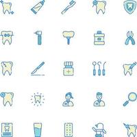 íconos dentales en estilo de línea discontinua para cualquier propósito perfecto para la presentación de la aplicación móvil del sitio web vector