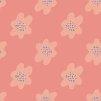 Pink palette seamless pattern with doodle simple flowers silhouettes. Summer blossom backdrop. vector
