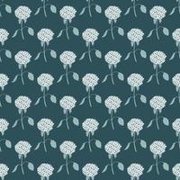 Decorative seamless pattern with small hydrangea flower ornament. Turquoise background. vector