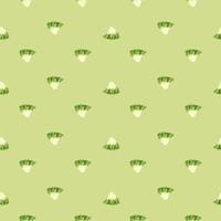 Seamless pattern frisee salad on light green background.Minimalistic ornament with lettuce. vector