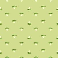 Seamless pattern frisee salad on light green background.Minimalistic ornament with lettuce. vector