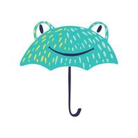 Umbrellas look like frog on white background. Abstract umbrella green color in doodle.
