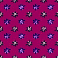 Decorative seamless pattern with doodle hand drawn navy bue flowers elements on pink background. vector