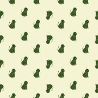 Abstract funny seamless kids pattern with green lion silhouettes. Light pastel background. vector