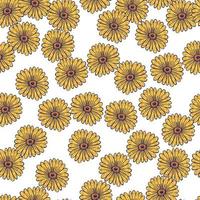 patrón decorativo sin costuras con elementos de girasol amarillos aleatorios impresos. telón de fondo floral aislado. vector