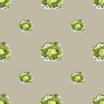 ensalada de cabeza de mantequilla de patrones sin fisuras sobre fondo marrón claro. adorno simple con lechuga. vector