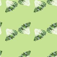 Seamless pattern frisee salad on light green background. Abstract ornament with lettuce. vector