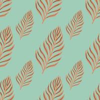 Hand drawn hawaii flora seamless pattern with simple orange leaves elements. Blue background. vector