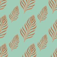 Hand drawn hawaii flora seamless pattern with simple orange leaves elements. Blue background. vector