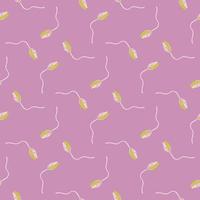 Abstract random seamless pattern with decorative poppy bud flower shapes. Lilac pastel background. Bloom print. vector