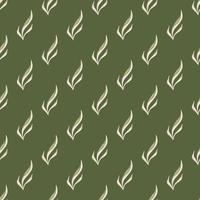 Seamless pattern seaweed on green background. Marine flora templates for fabric. vector