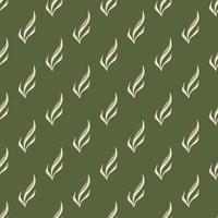 Seamless pattern seaweed on green background. Marine flora templates for fabric. vector