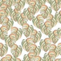 Tropical seamless pattern on white background. Abstract texture decoration with leaf monstera green and yellow color. vector