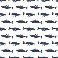 Seamless pattern Humpback whale on white background. Template of cartoon character of ocean for children. vector