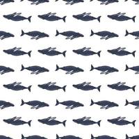 Seamless pattern Humpback whale on white background. Template of cartoon character of ocean for children. vector