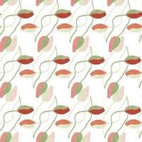 Isolated floral seamless pattern with red and pink simple botany poppy buds shapes. Flowers abstract backdrop. vector