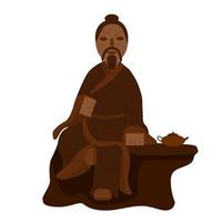 Statuette for chinese tea ceremony on white background. Asian traditional element isolated in style flat . vector