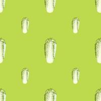 Seamless pattern Chinese cabbage on light green background. Minimalism ornament with lettuce. vector