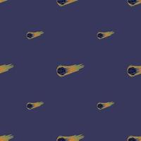 Meteor shower seamless pattern. Hand drawn comets fly background. vector