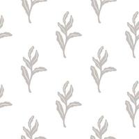 patrón inconsútil aislado con adorno de hojas de color púrpura claro de garabato simple. Fondo blanco. diseño simple. vector