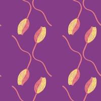 Abstract seamless pattern with decorative poppy bud flower shapes. vector