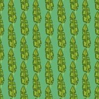 Bright colors seamless botany pattern with green tropical banan leaf print. Turquoise-blue background. vector