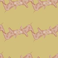 Seamless pattern of pig. Domestic animals on colorful background. Vector illustration for textile.