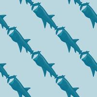 Basking shark seamless pattern in scandinavian style. Marine animals background. Vector illustration for children funny textile.
