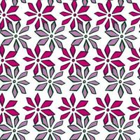 Isolated seamless pattern with contoured pink and purple flowers silhouettes. White background. vector