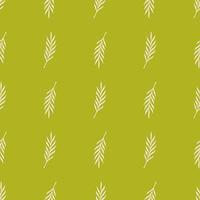 Greenery seamless pattern with simple branches leaf elements. Light green background. Floral artwork. vector