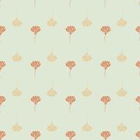 Pastel seamless pattern in light tones with orange flower ornament. Blue pastel background. vector