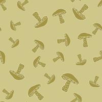 Botanical autumn seamless pattern with random Leccinum scabrum mushroom green print. Beige background. vector
