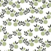 Isolated seamless pattern with little green lime elements print. Random fresh food citrus ornament. vector